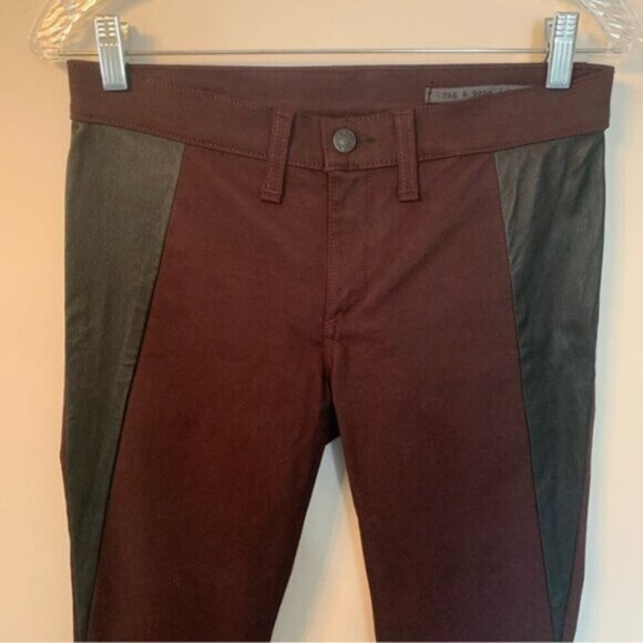 Rag & Bone Wine Black Pop Legging Lamb Leather Panel Skinny Jeans 28 - Picture 12 of 12